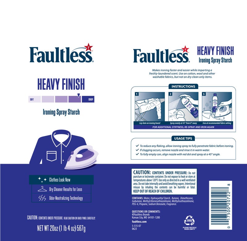 Faultless Laundry Starch Spray, Faultless Heavy Spray Starch 20 oz Cans for a Smooth Iron Glide on Clothes & Fabric Even Spray, Easy Iron Glide, No Reside (Pack of 4) - Image 3